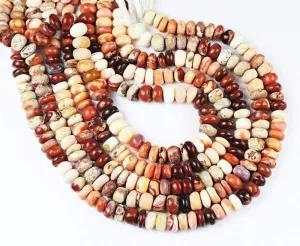 Natural Orange Mexican Opal Smooth Rondelle Beads 5mm 8.5mm 18inches