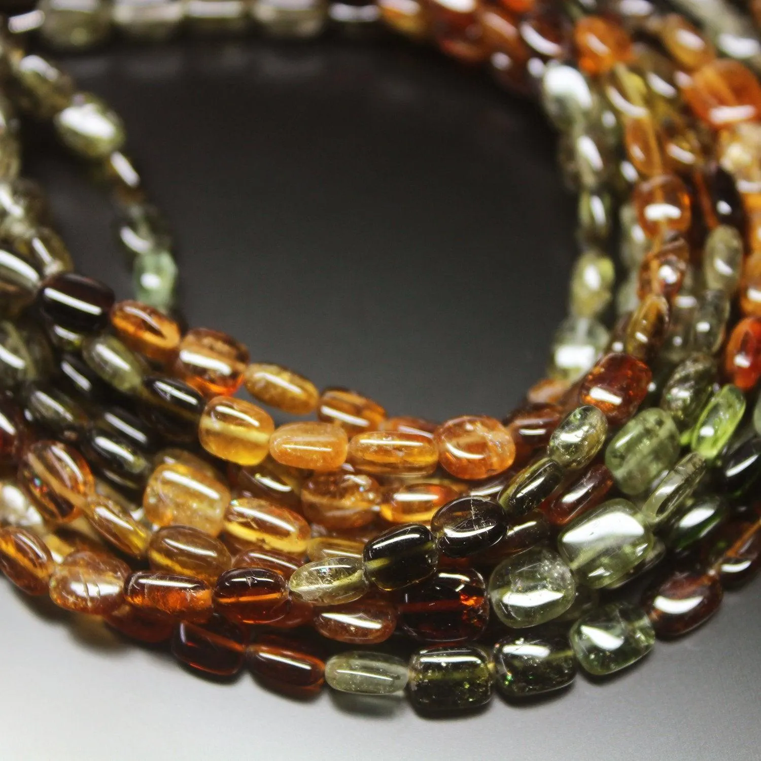 Natural Petro Multi Tourmaline Smooth Rectangle Chiclet Beads Strand 7mm 8"