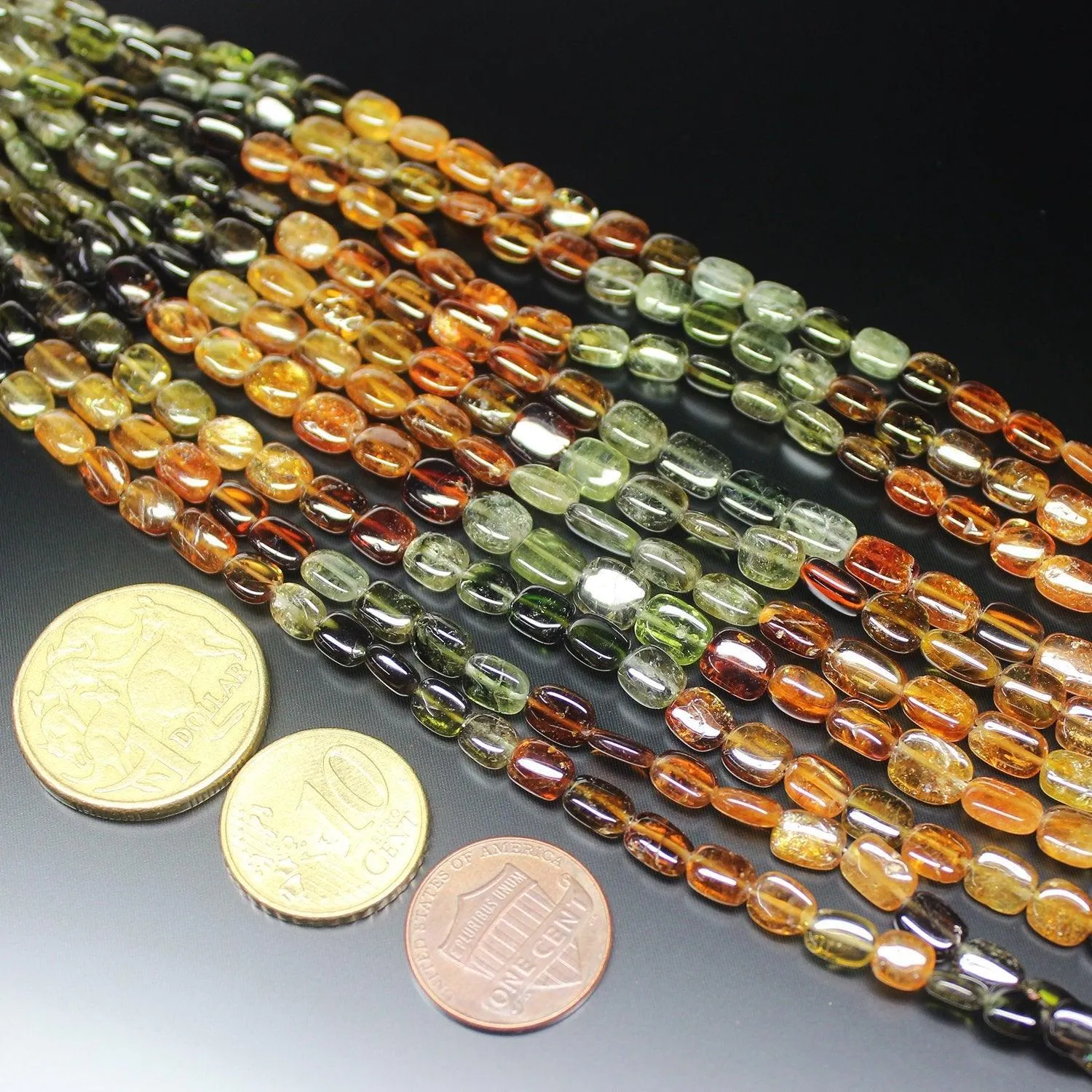 Natural Petro Multi Tourmaline Smooth Rectangle Chiclet Beads Strand 7mm 8"
