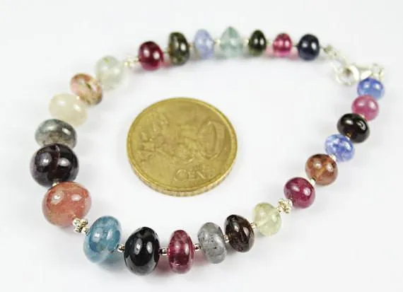 Natural Precious Multi Gemstone Smooth Rondelle Beads Strand 6" 6.5-11mm