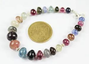 Natural Precious Multi Gemstone Smooth Rondelle Beads Strand 6" 6.5-11mm
