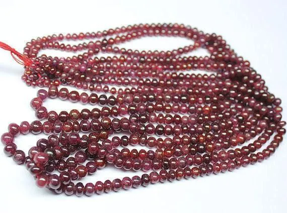 Natural Untreated Ruby Smooth Polished Rondelle Loose Beads 16" 3mm 5mm