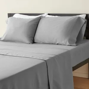 NEW Amazon Basics Easy Care Microfiber Sheet Set with 19" Deep Pockets - QUEEN, Dark Grey