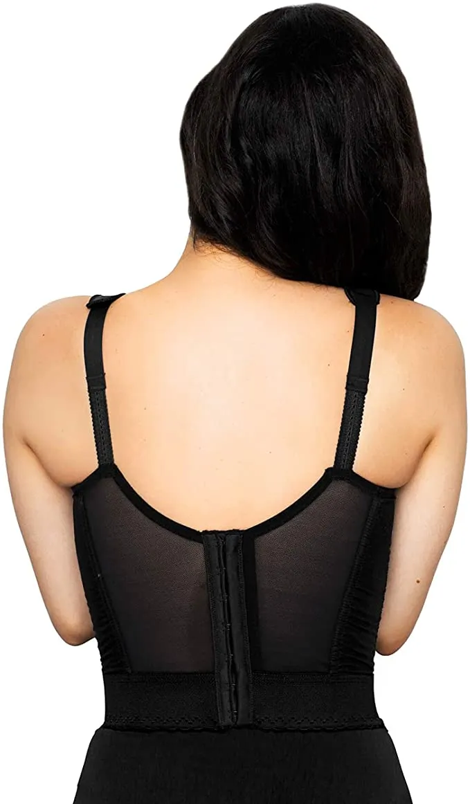 New EXQUISITE FORM Womens Women's Back Close Longline Bra, Black, Sz 44B!
