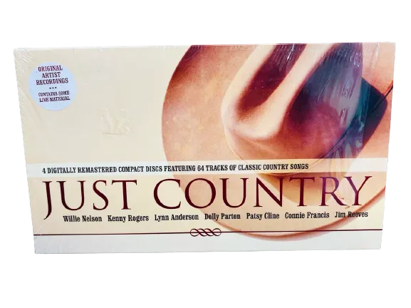 NEW Just Country 4 Digitally Remastered Compact Discs Featuring 64 Tracks of Classic Country Songs - Willie Nelson, Kenny Rogers, and more!