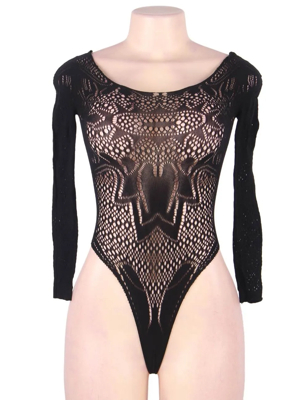New Long Sleeve Fishnet Off-the-shoulder Bodysuit