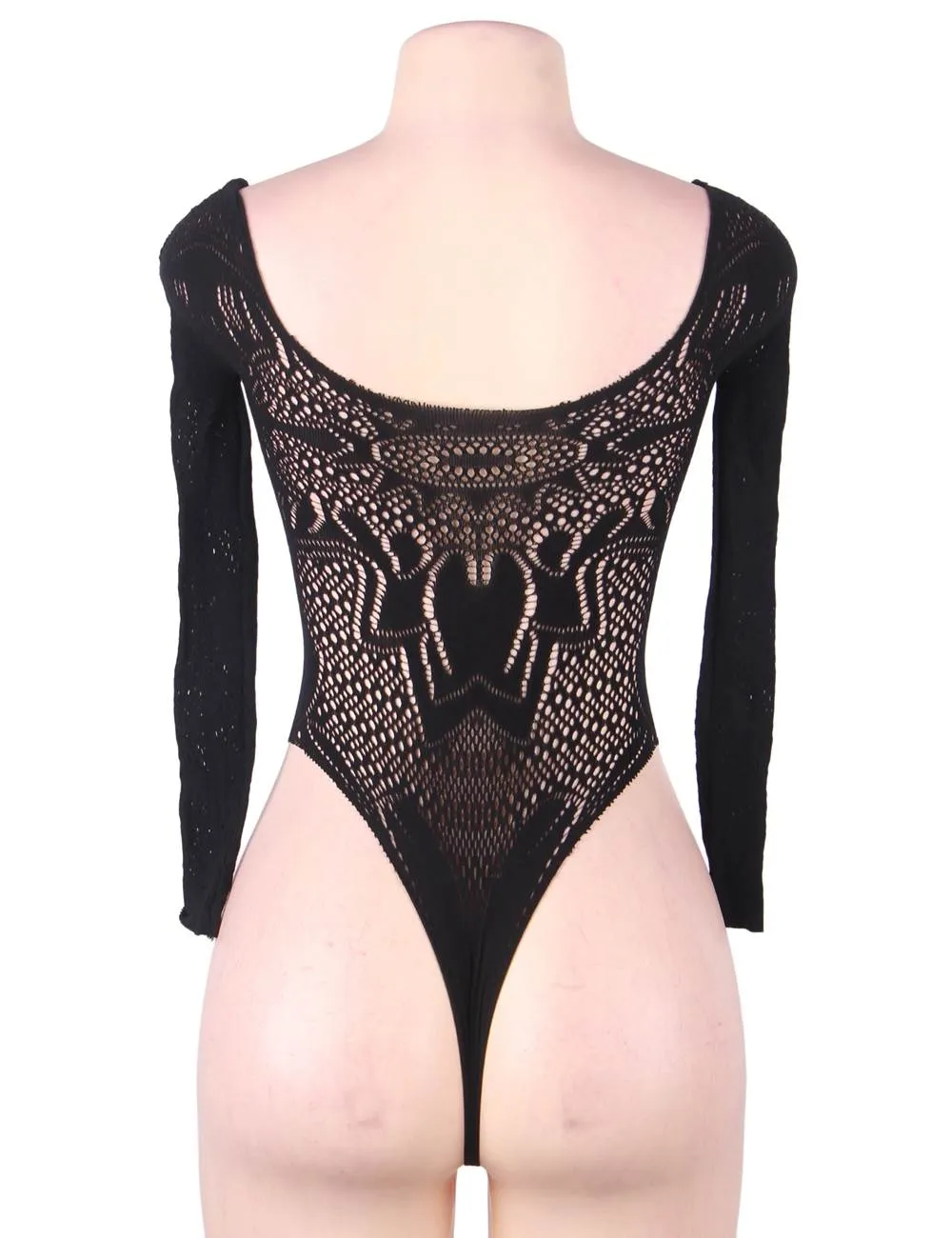 New Long Sleeve Fishnet Off-the-shoulder Bodysuit