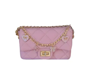 NEW! LUXURY PINK QUILTED FLAP BAG