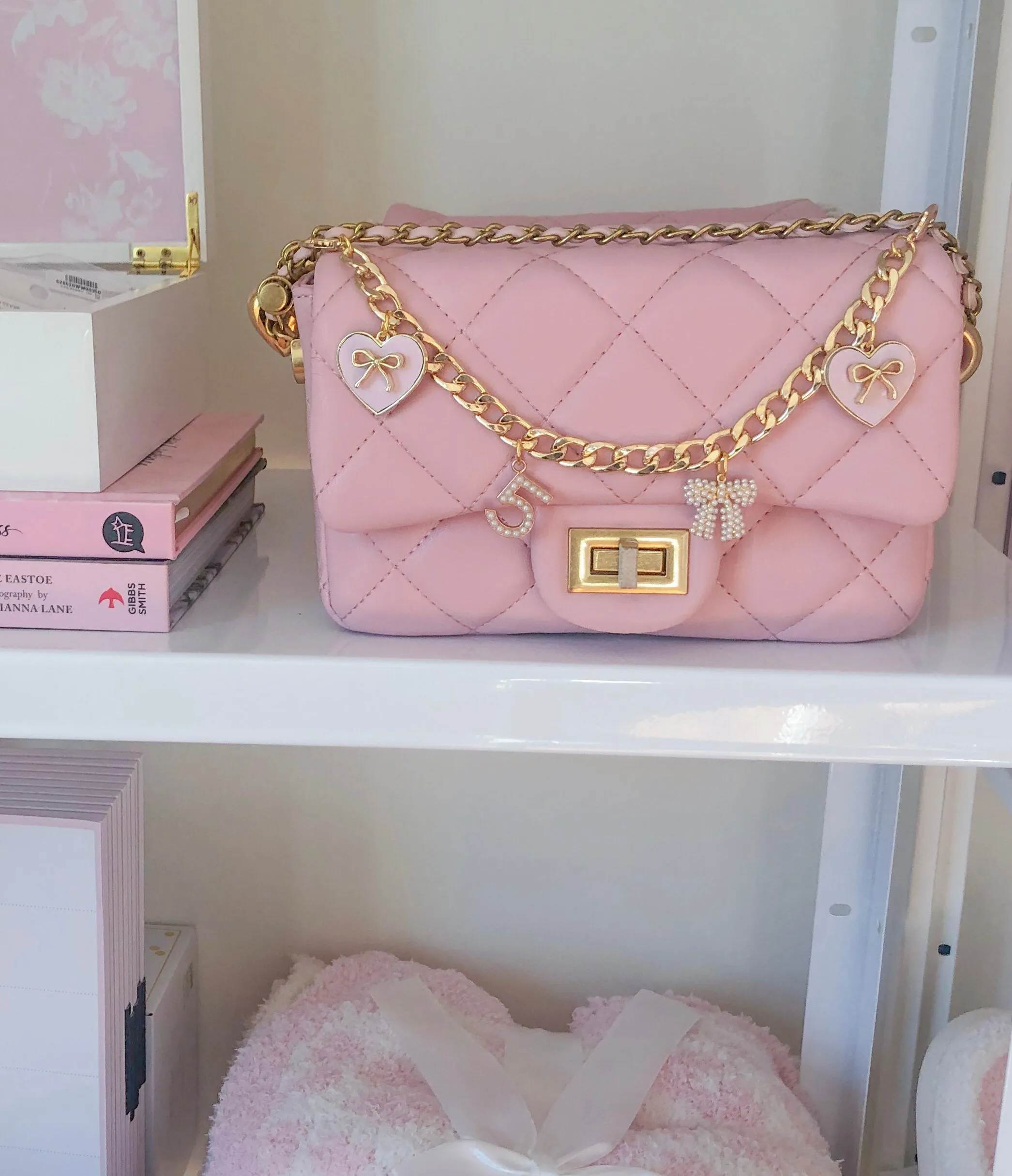 NEW! LUXURY PINK QUILTED FLAP BAG