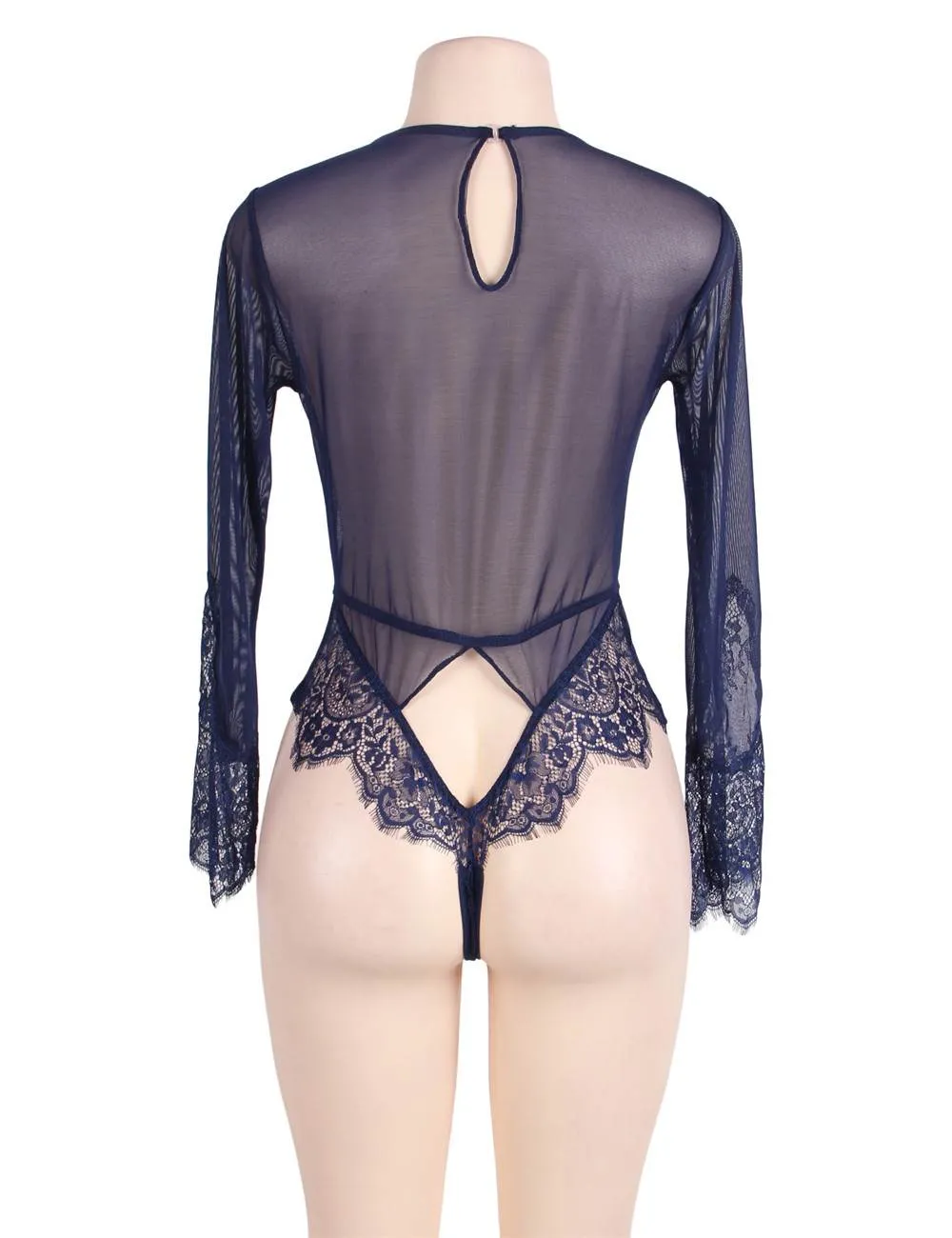 New Plus Size Rose Red Exquisite Lace Sleeve Teddy