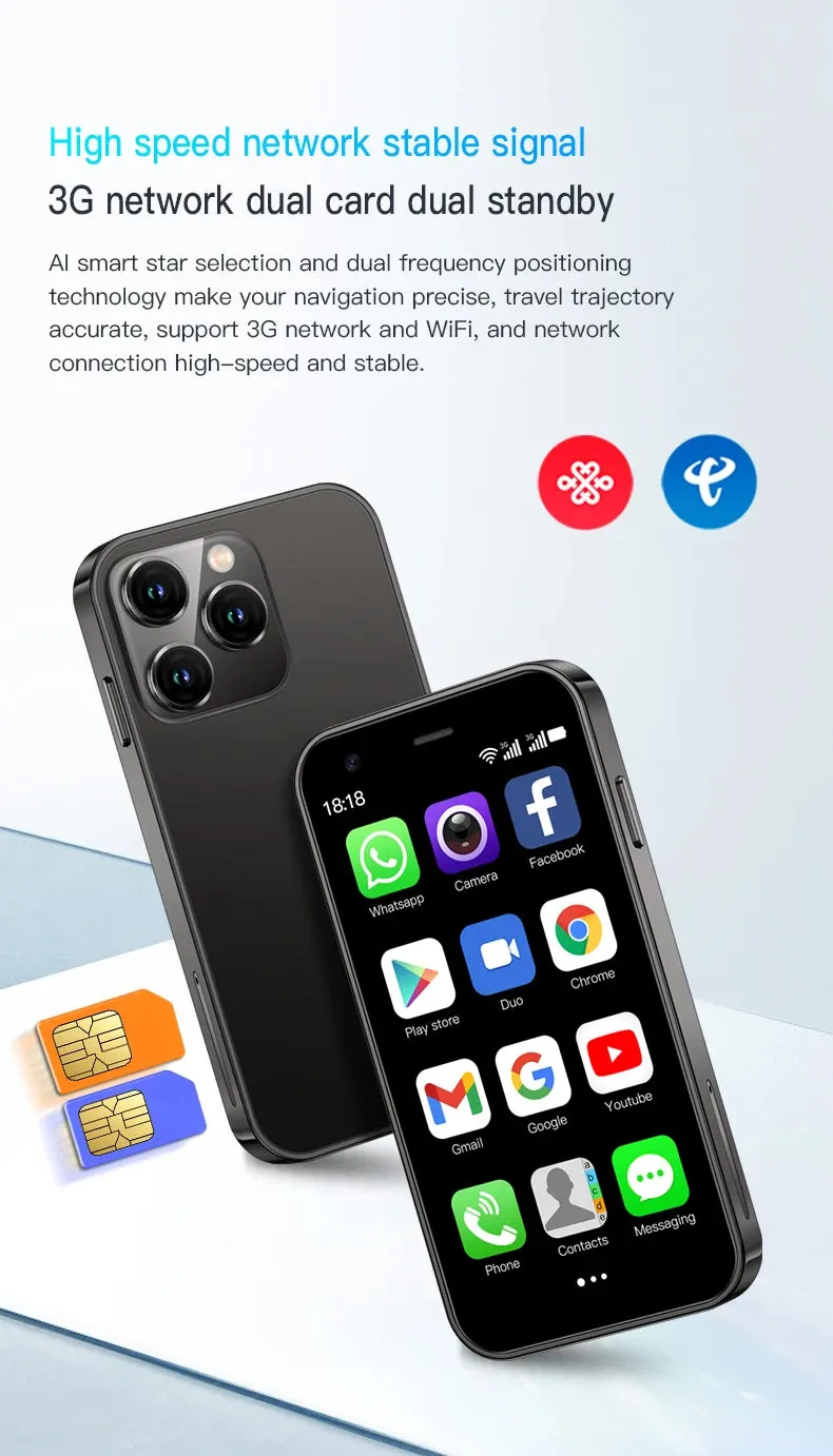 New SERVO 15SE 3.0" Mini Smartphone Dual SIM 3G WCDMA Android 8.1OS 2GB 16GB GPS WIFI Portable Small Mobile Phone Low Price Great Gift
