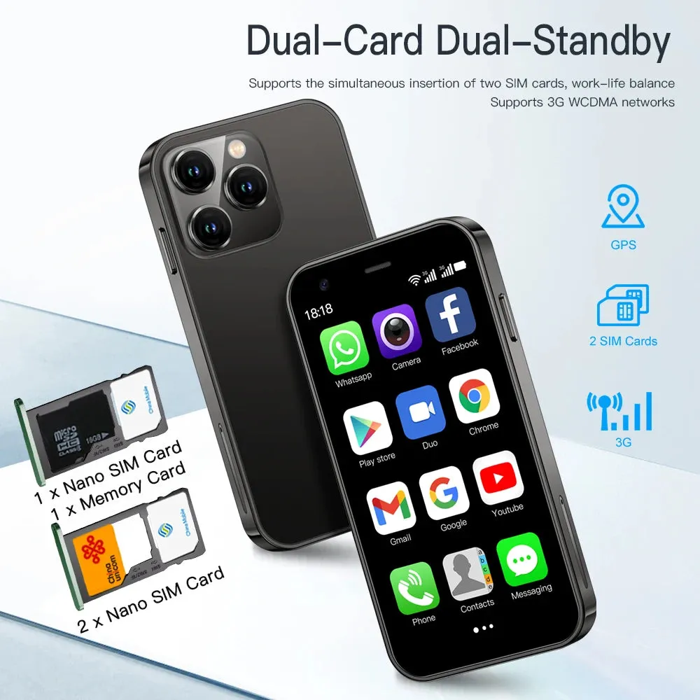 New SERVO 15SE 3.0" Mini Smartphone Dual SIM 3G WCDMA Android 8.1OS 2GB 16GB GPS WIFI Portable Small Mobile Phone Low Price Great Gift