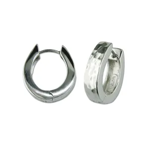 Oblong Textured Snap Hoop Earrings