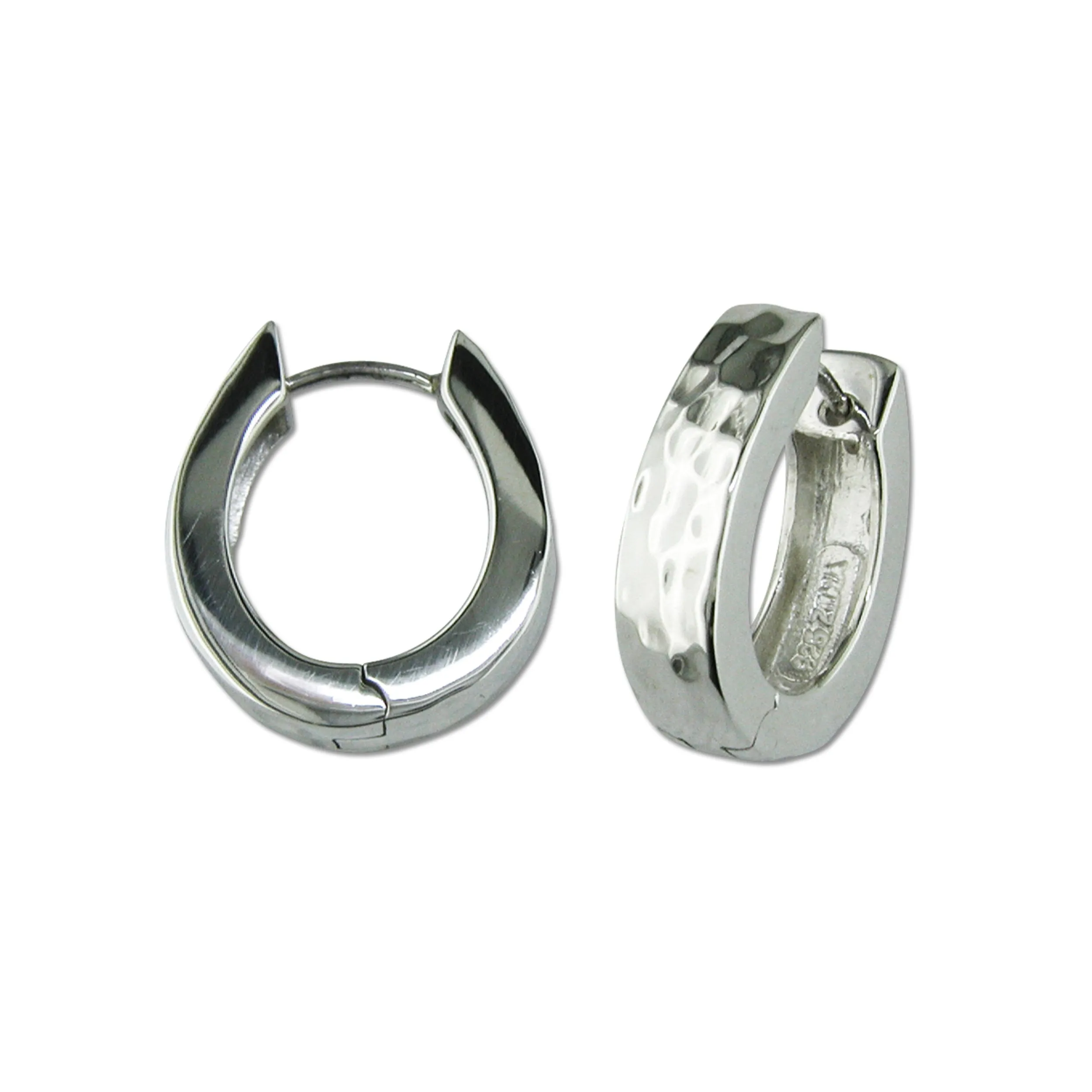 Oblong Textured Snap Hoop Earrings