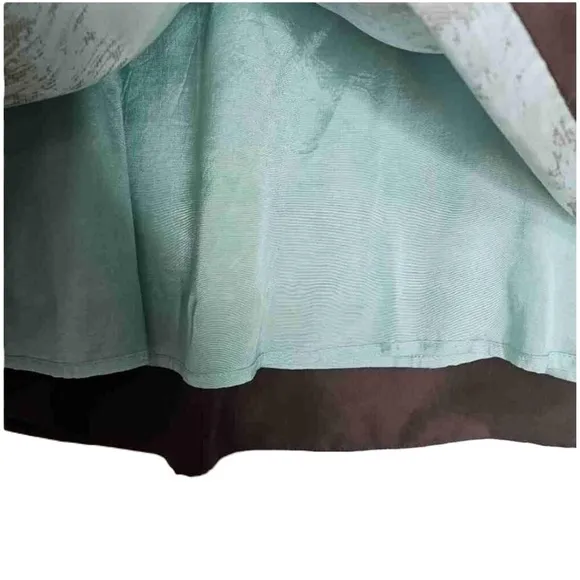 Odille Turquoise Silk Aline Skirt Knee Length Patterned Womens Size 4