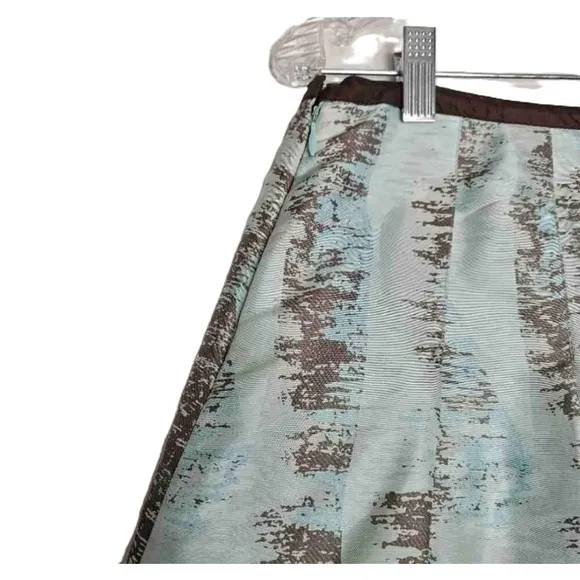 Odille Turquoise Silk Aline Skirt Knee Length Patterned Womens Size 4