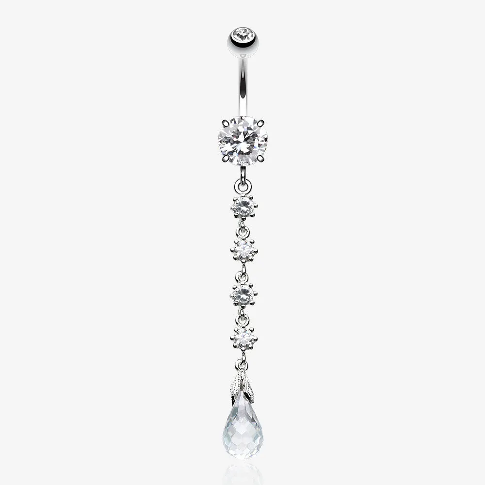 Opulent Crystalline Droplets Belly Button Ring