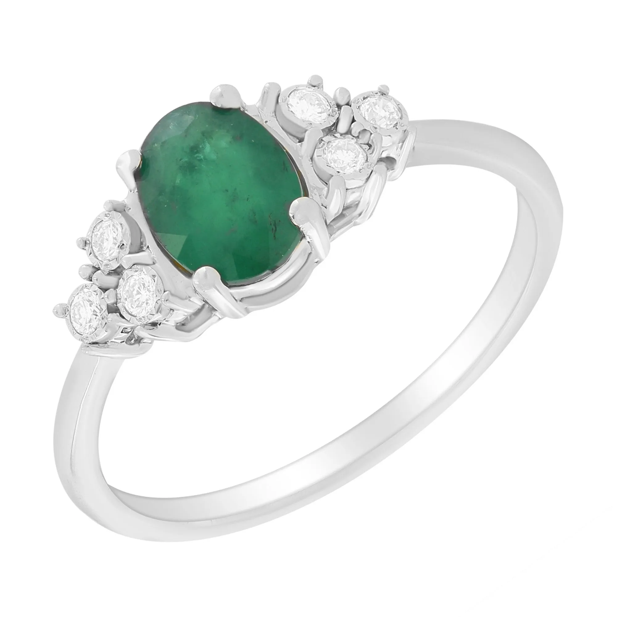 Oval Color Stone with Diamond  Illusions Ring