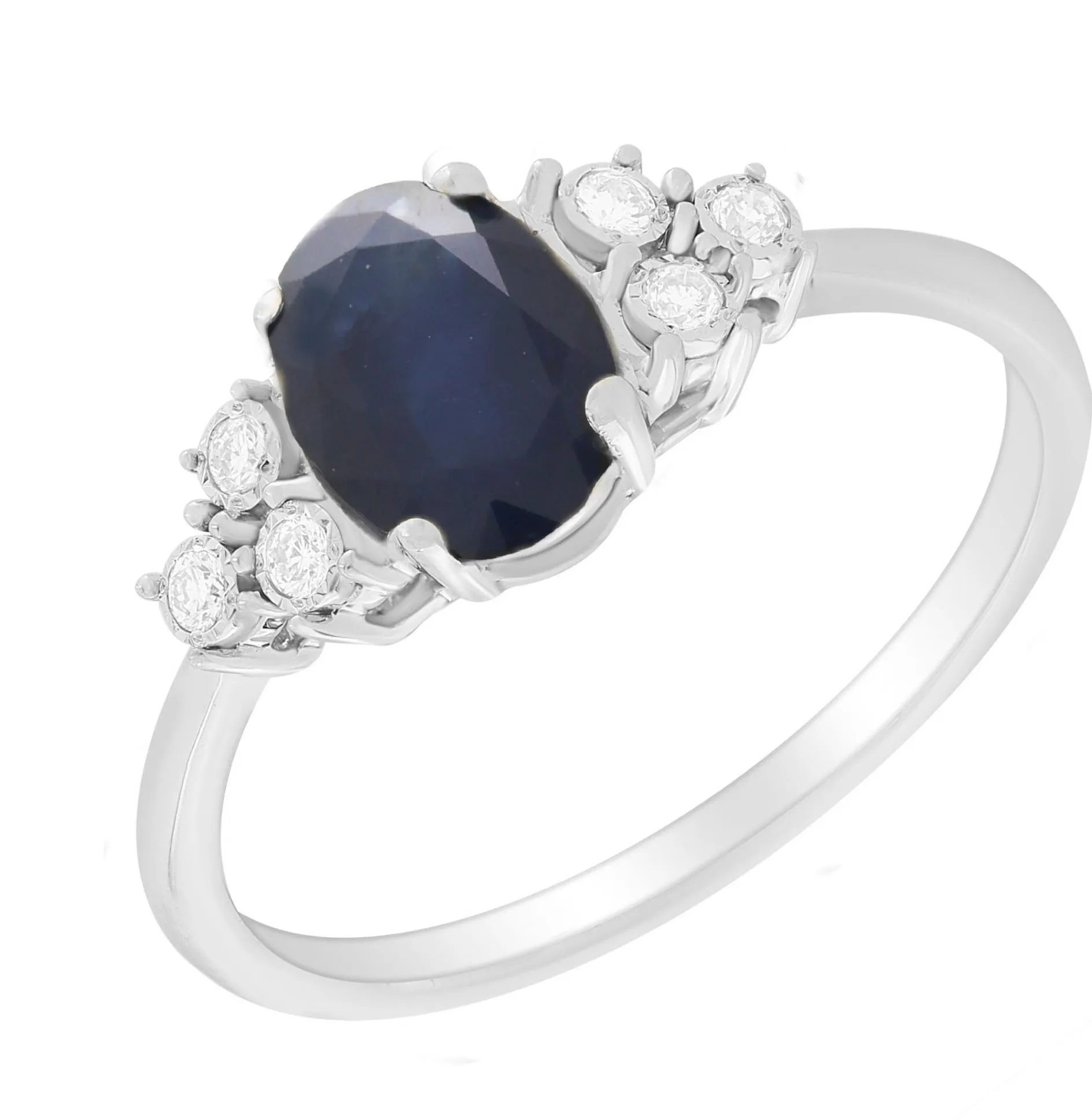 Oval Color Stone with Diamond  Illusions Ring