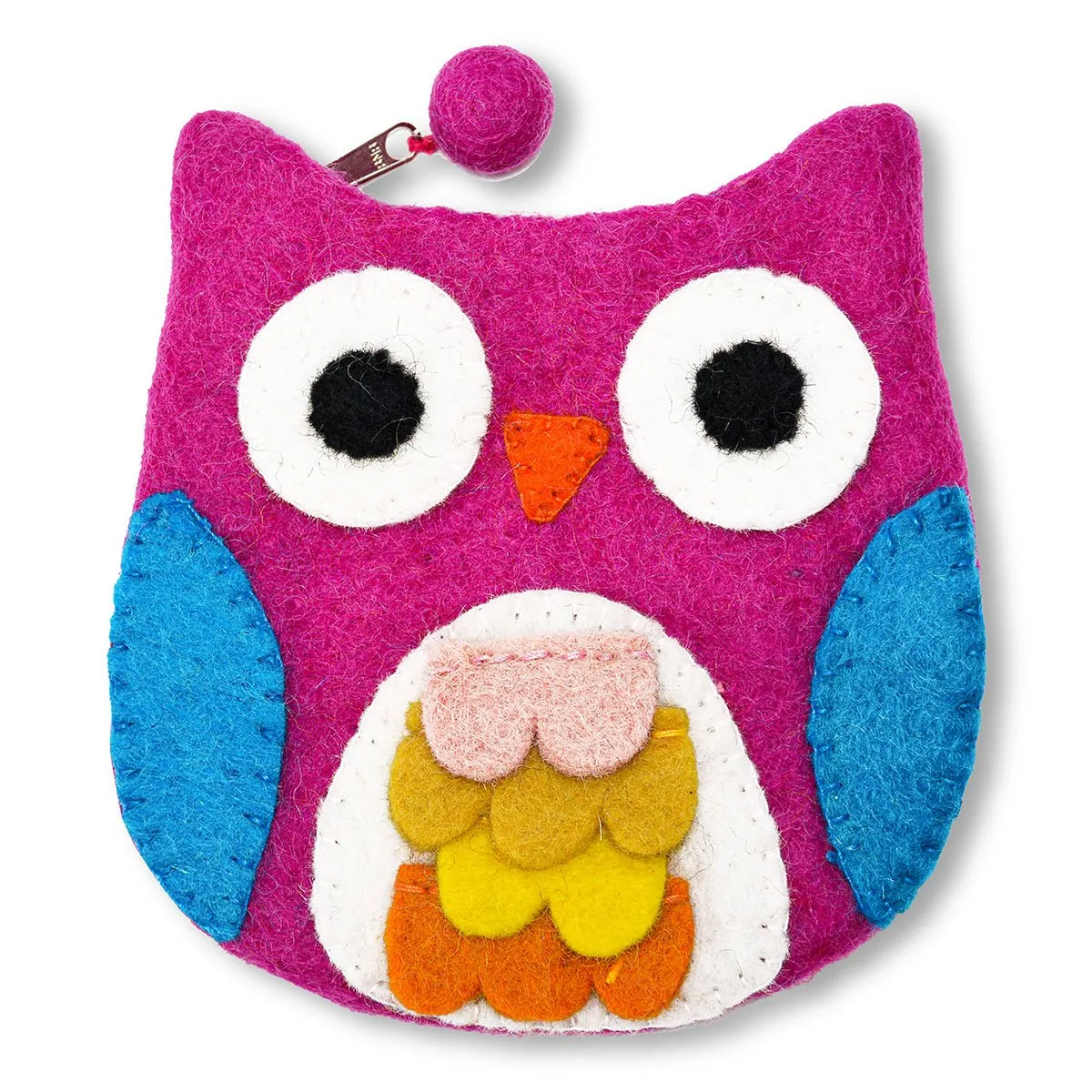 Owl with Felt Fur Design Coin Purse
