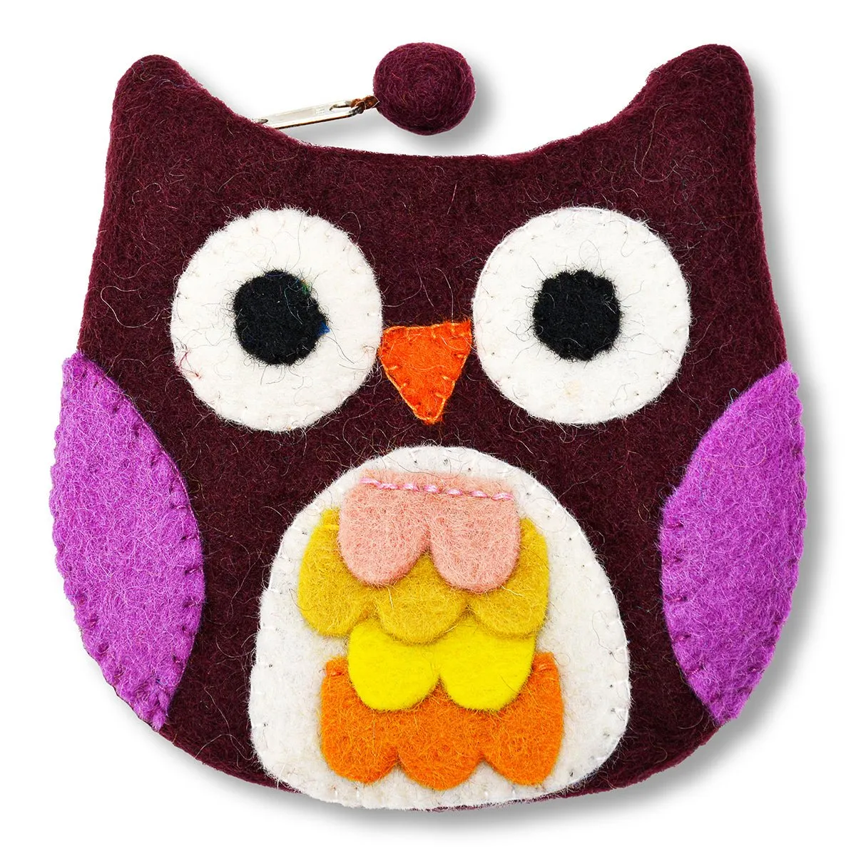 Owl with Felt Fur Design Coin Purse