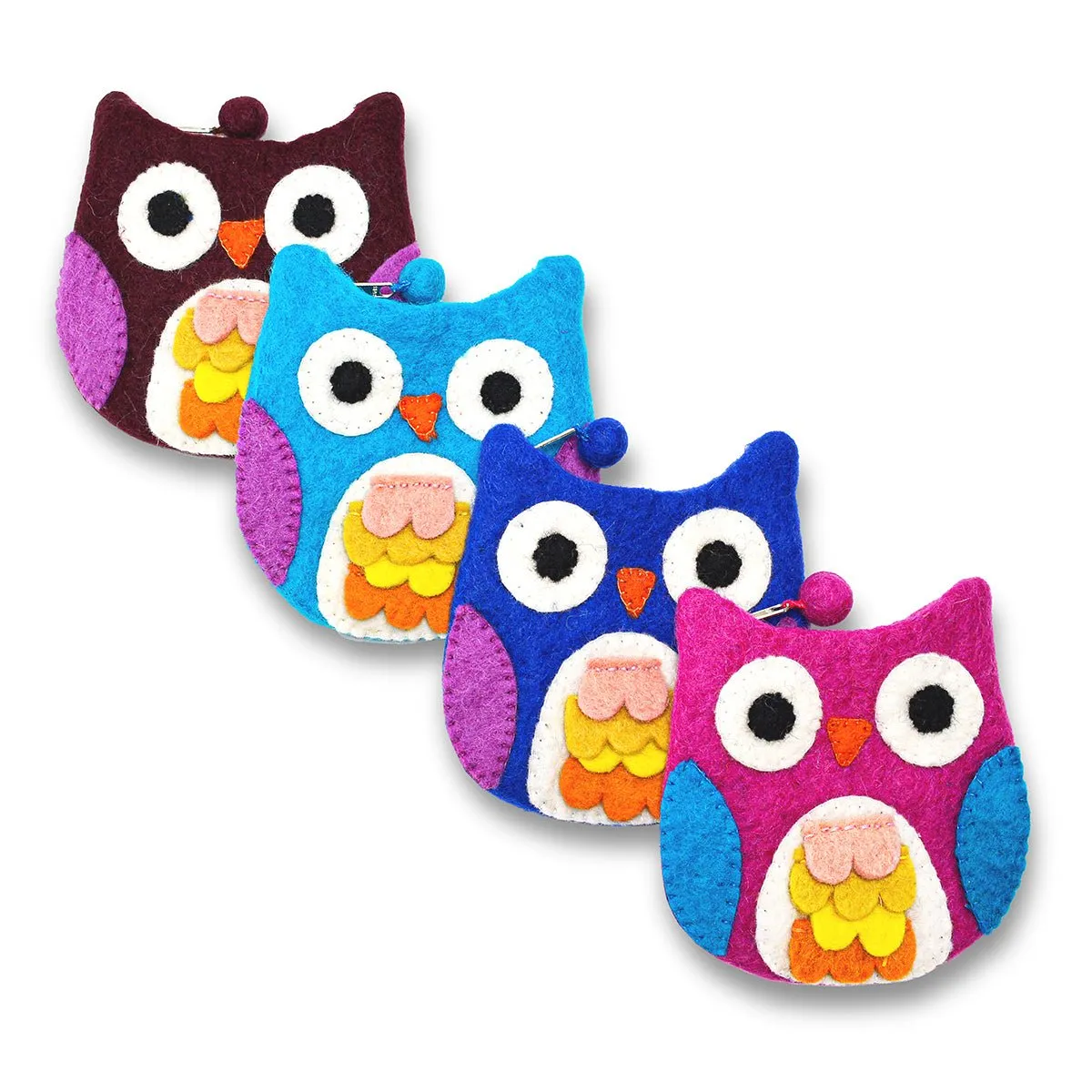Owl with Felt Fur Design Coin Purse