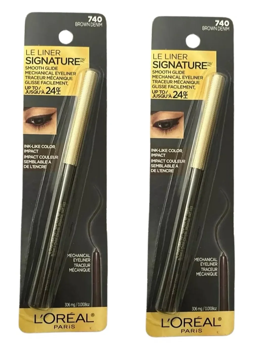 Pack of 2 L'Oreal Le Liner Signature Smooth Glide Mechanical Eyeliner, Brown Denim 740