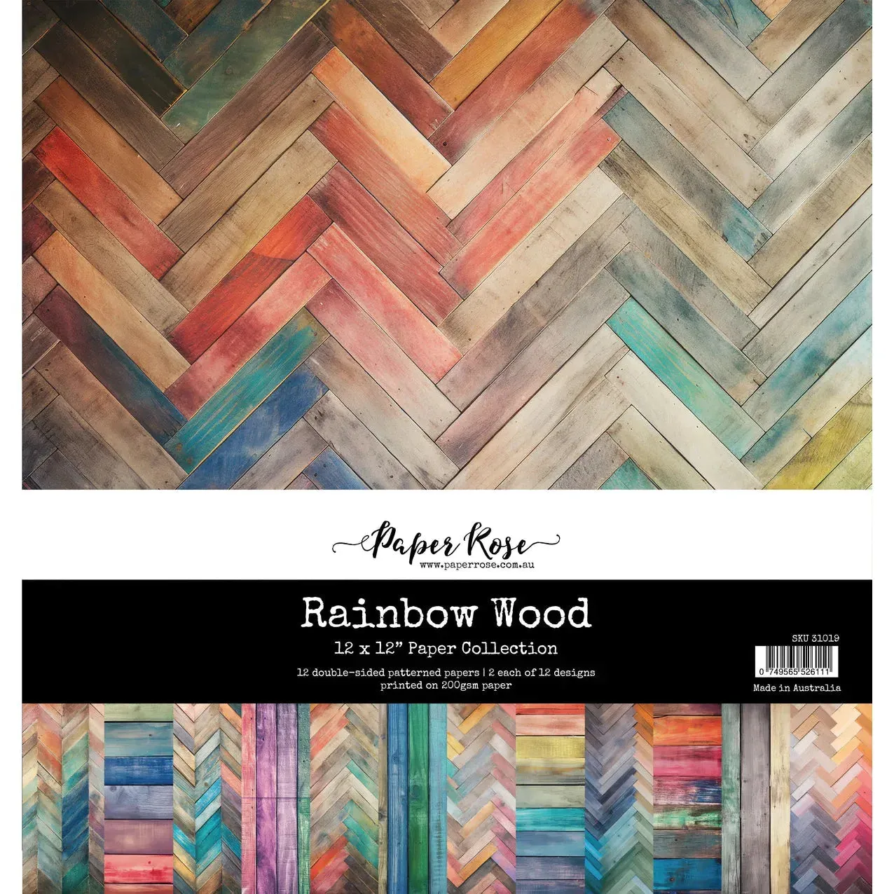 Paper Rose Studio - Rainbow Wood - 12x12 Paper Collection