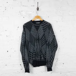 Patterned Knit Jumper - Grey - L