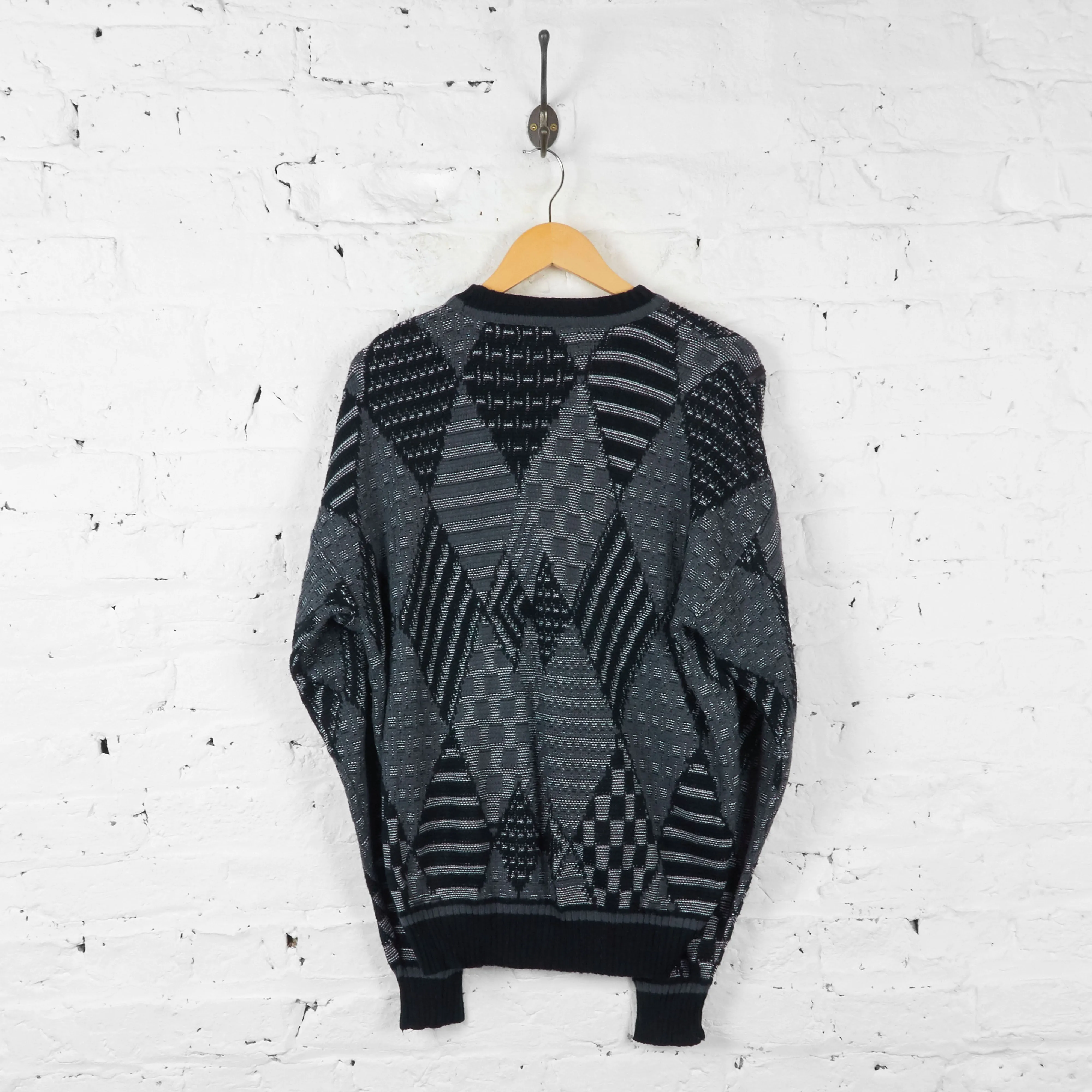 Patterned Knit Jumper - Grey - L