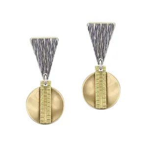 Patterned Triangle with Disc and Long Rectangle Post Earring