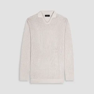 Patterned V-Neck Polo Sweater