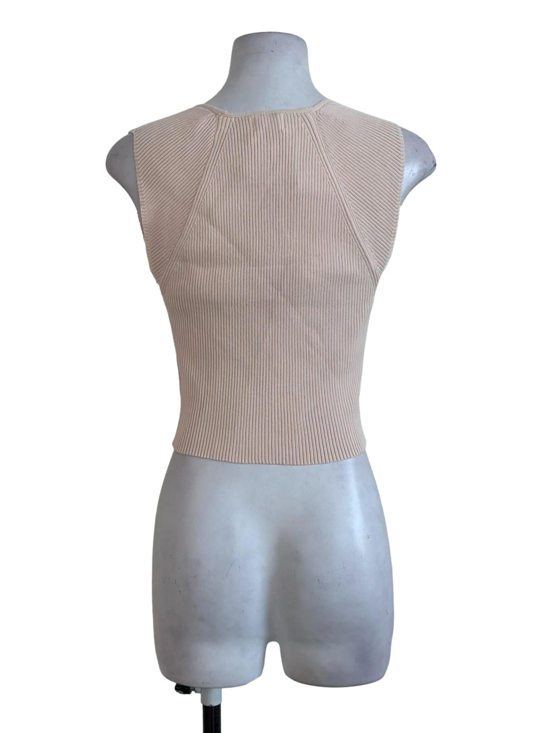Peach Beige Knit Textured Top
