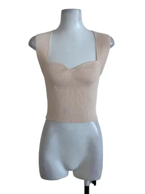 Peach Beige Knit Textured Top