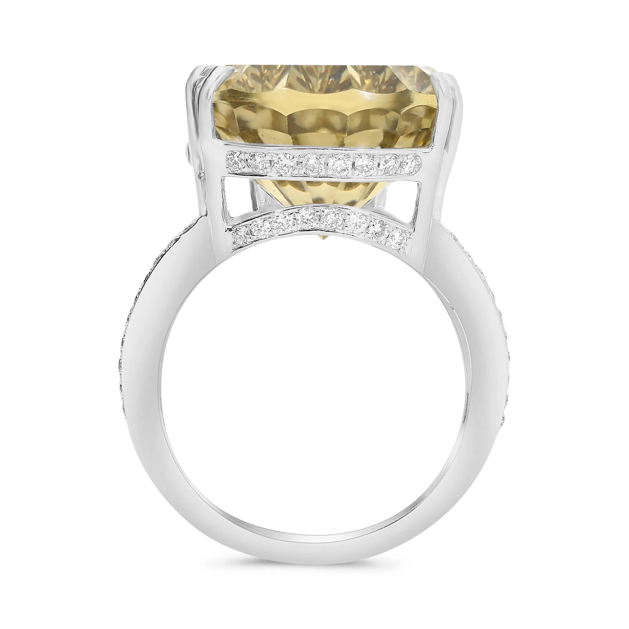 Pear Shape Green Quartz Gemstone Cocktail Ring