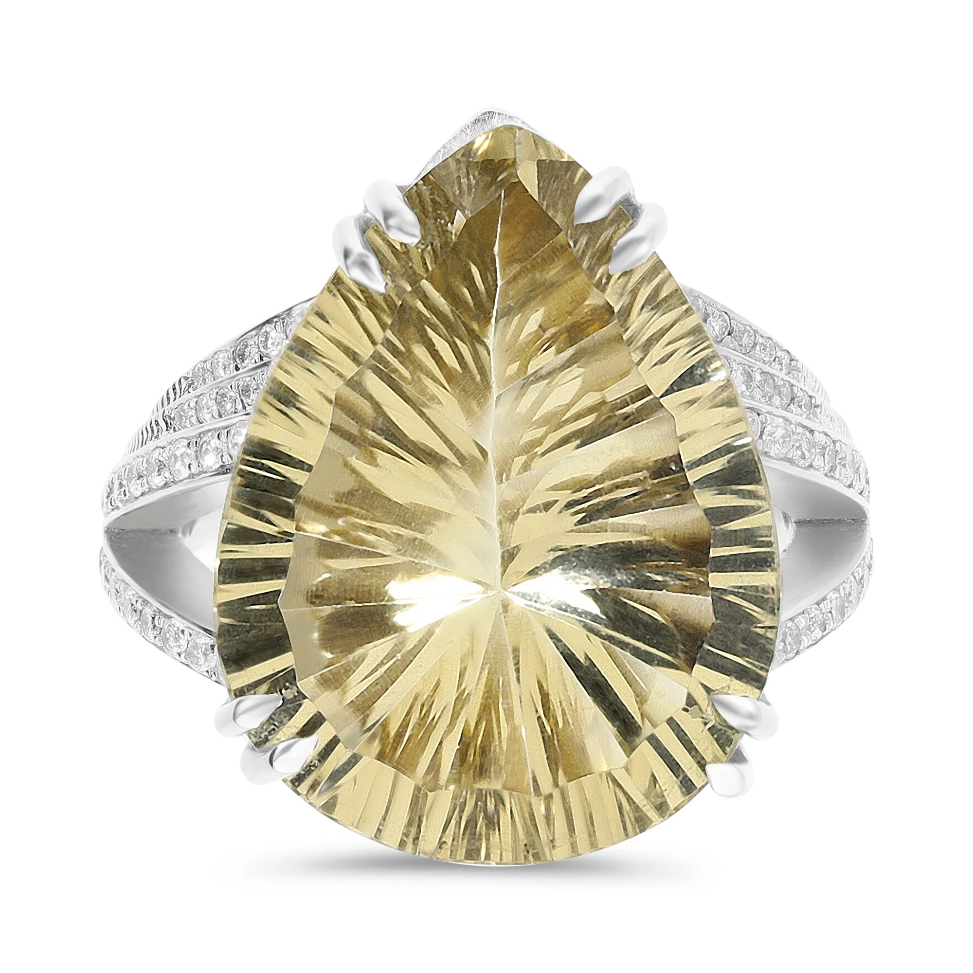 Pear Shape Green Quartz Gemstone Cocktail Ring