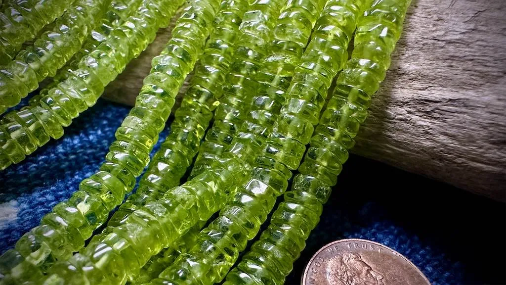 Peridot Bead Strand - Smooth Rondelles - 5mm - 14.5”
