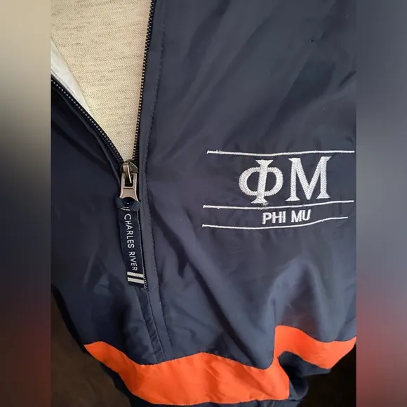 Phi Mu Auburn University of Virginia Jacket Blue Orange Windbreaker Lined SEC S