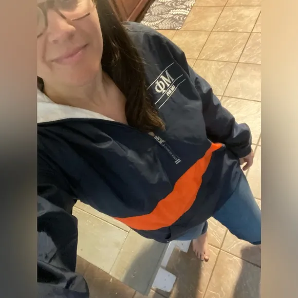 Phi Mu Auburn University of Virginia Jacket Blue Orange Windbreaker Lined SEC S