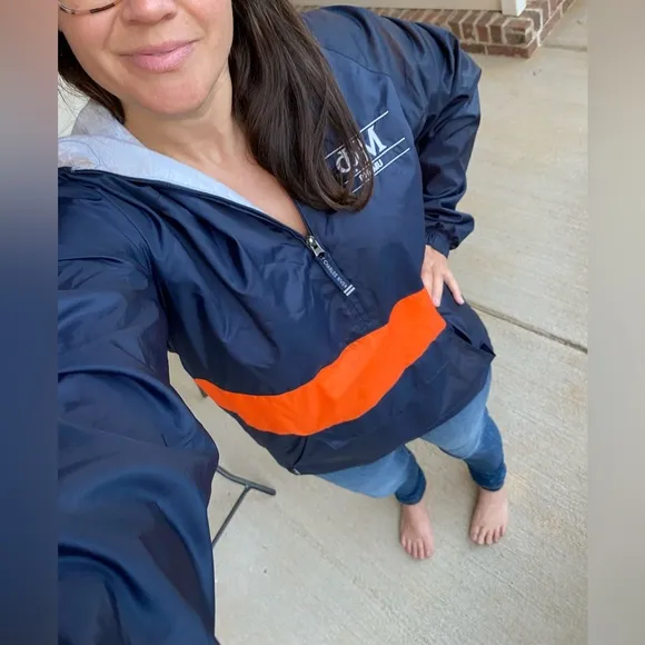 Phi Mu Auburn University of Virginia Jacket Blue Orange Windbreaker Lined SEC S
