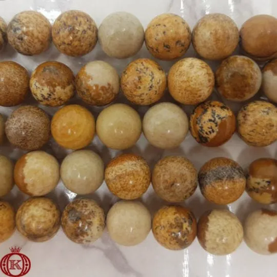 Picture Jasper Beads Smooth Round