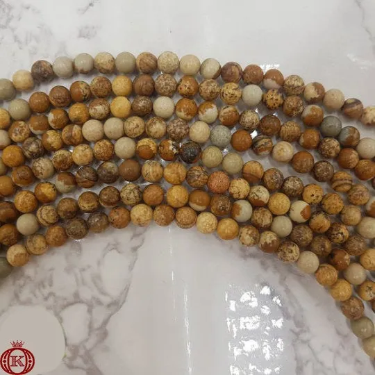 Picture Jasper Beads Smooth Round