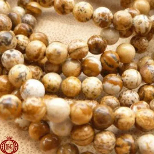 Picture Jasper Beads Smooth Round