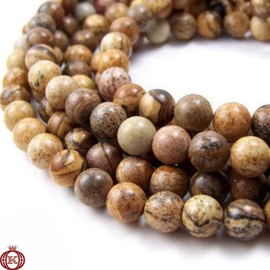 Picture Jasper Beads Smooth Round