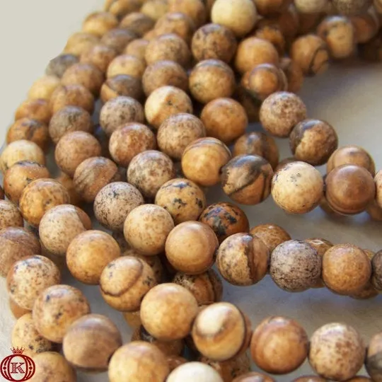 Picture Jasper Beads Smooth Round