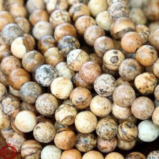 Picture Jasper Beads Smooth Round