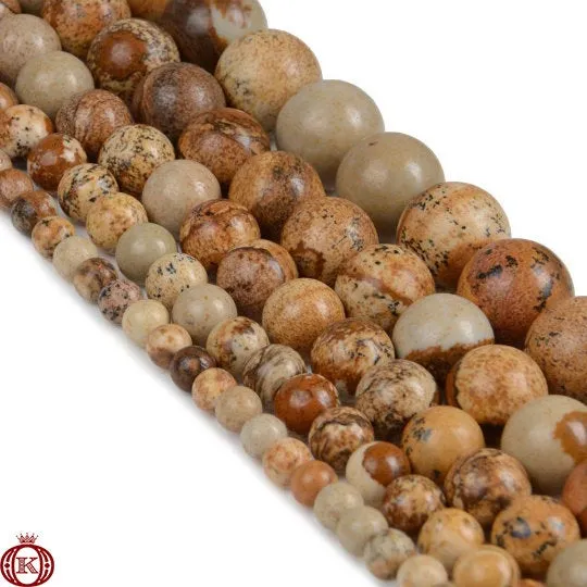 Picture Jasper Beads Smooth Round