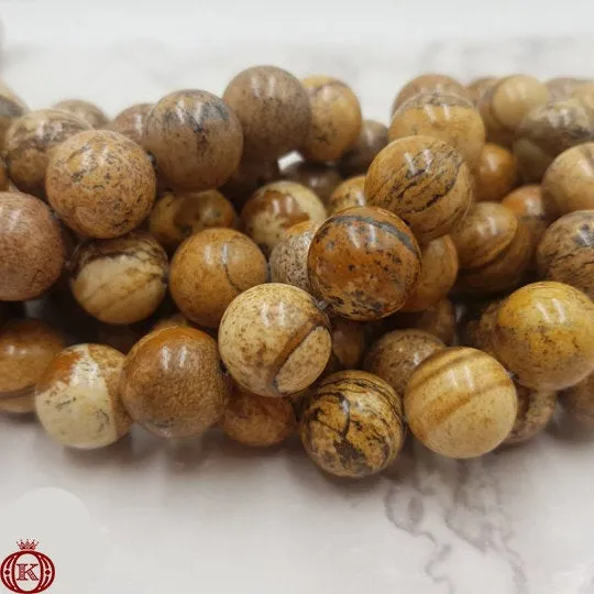 Picture Jasper Beads Smooth Round