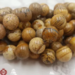 Picture Jasper Beads Smooth Round
