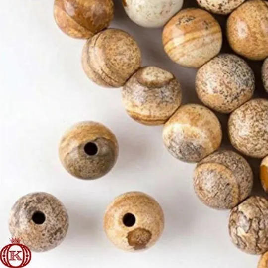 Picture Jasper Beads Smooth Round